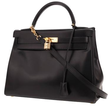 Hermès Kelly 32 cm handbag in Noir box calfskin