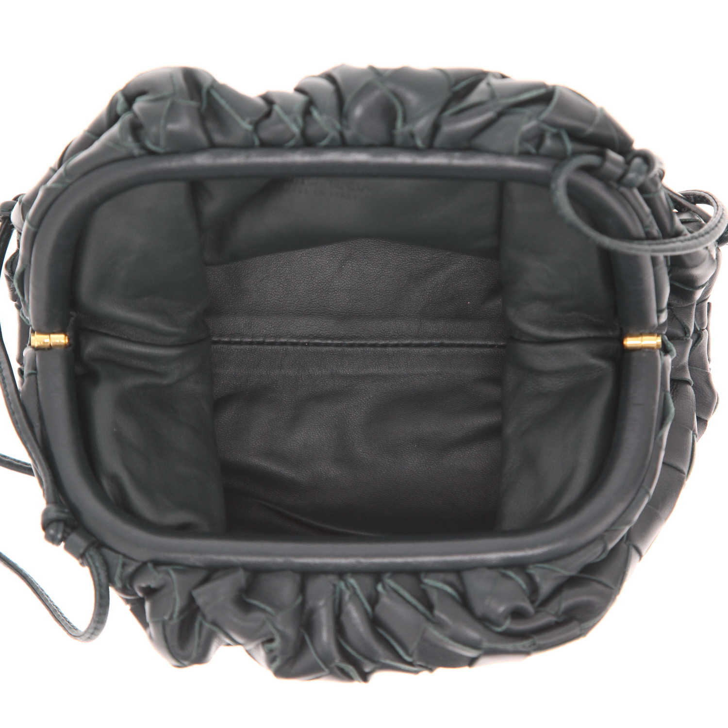 Bottega Veneta Mini Pouch shoulder bag in green Intrecciato leather - Detail D3
