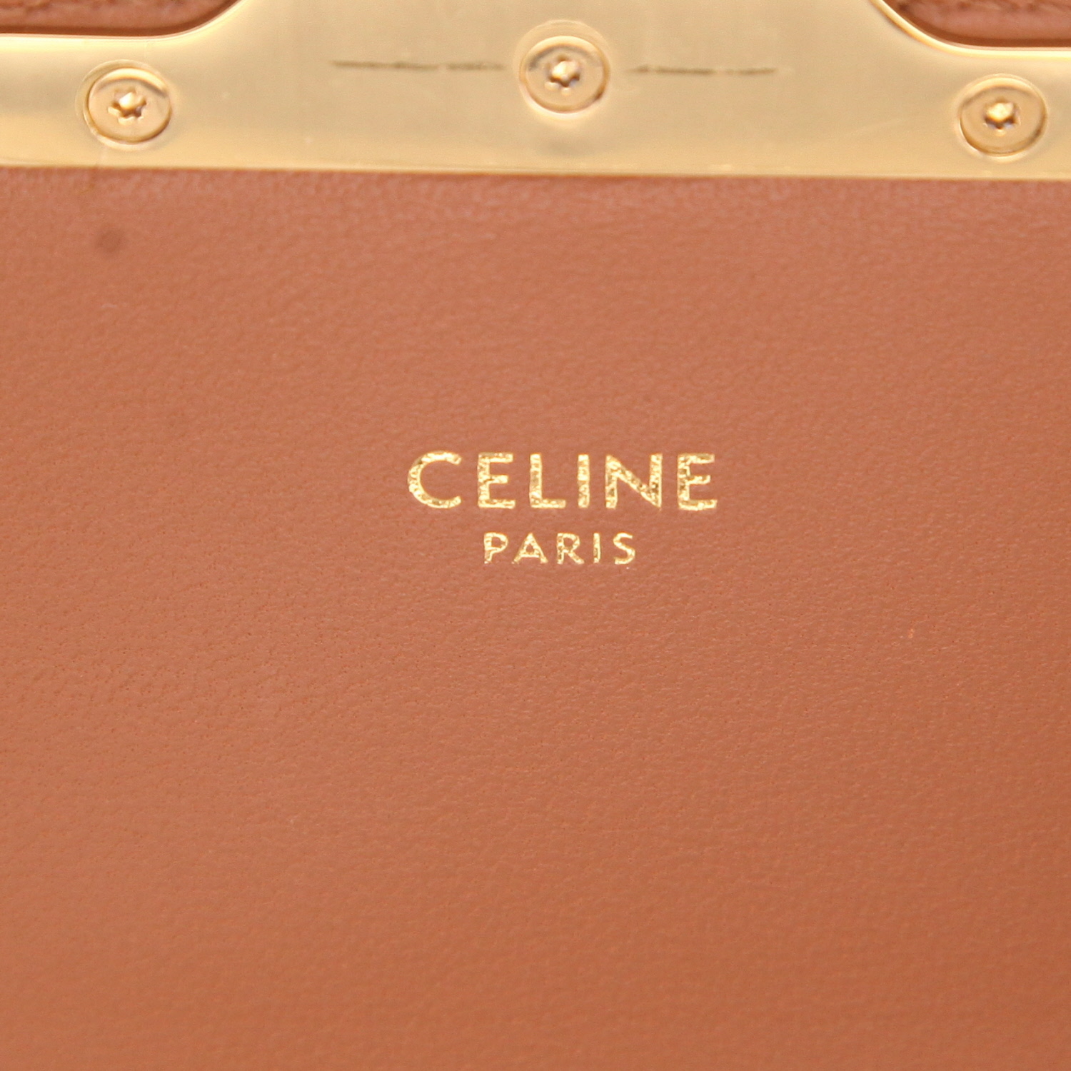 Bolso bandolera Celine «Triomphe Teen» de lona beige y piel marrón - Detail D2