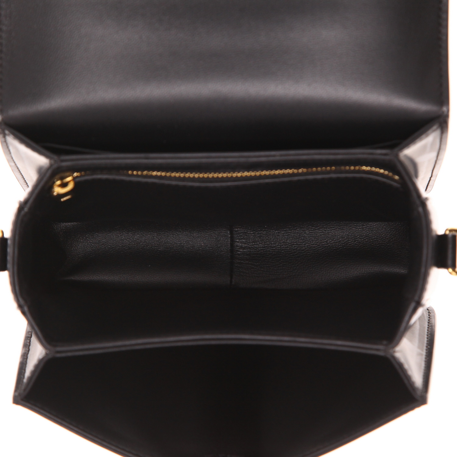 Sac bandoulière Celine  Triomphe Teen en cuir noir - Detail D3