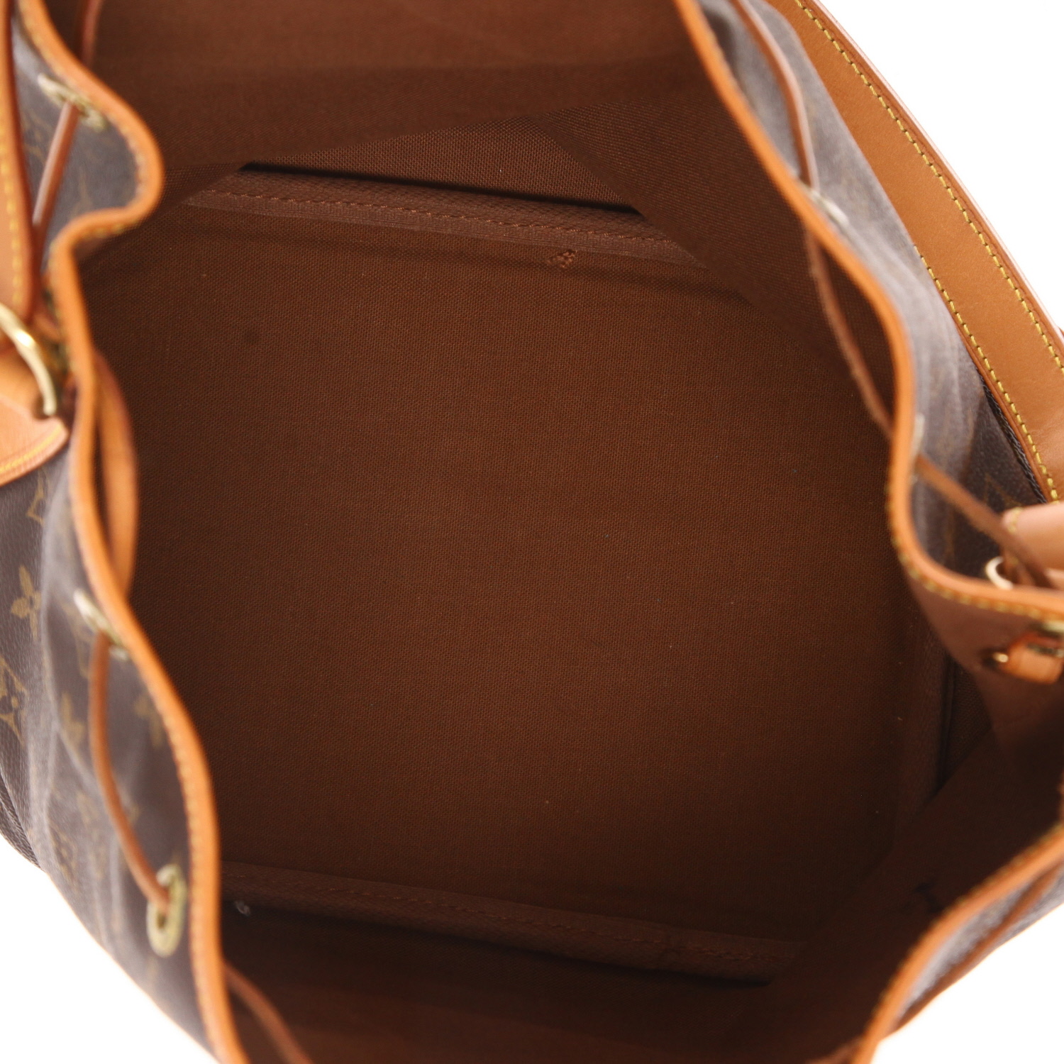 Sac à main Louis Vuitton  Petit Noé en toile monogram marron et cuir naturel - Detail D3