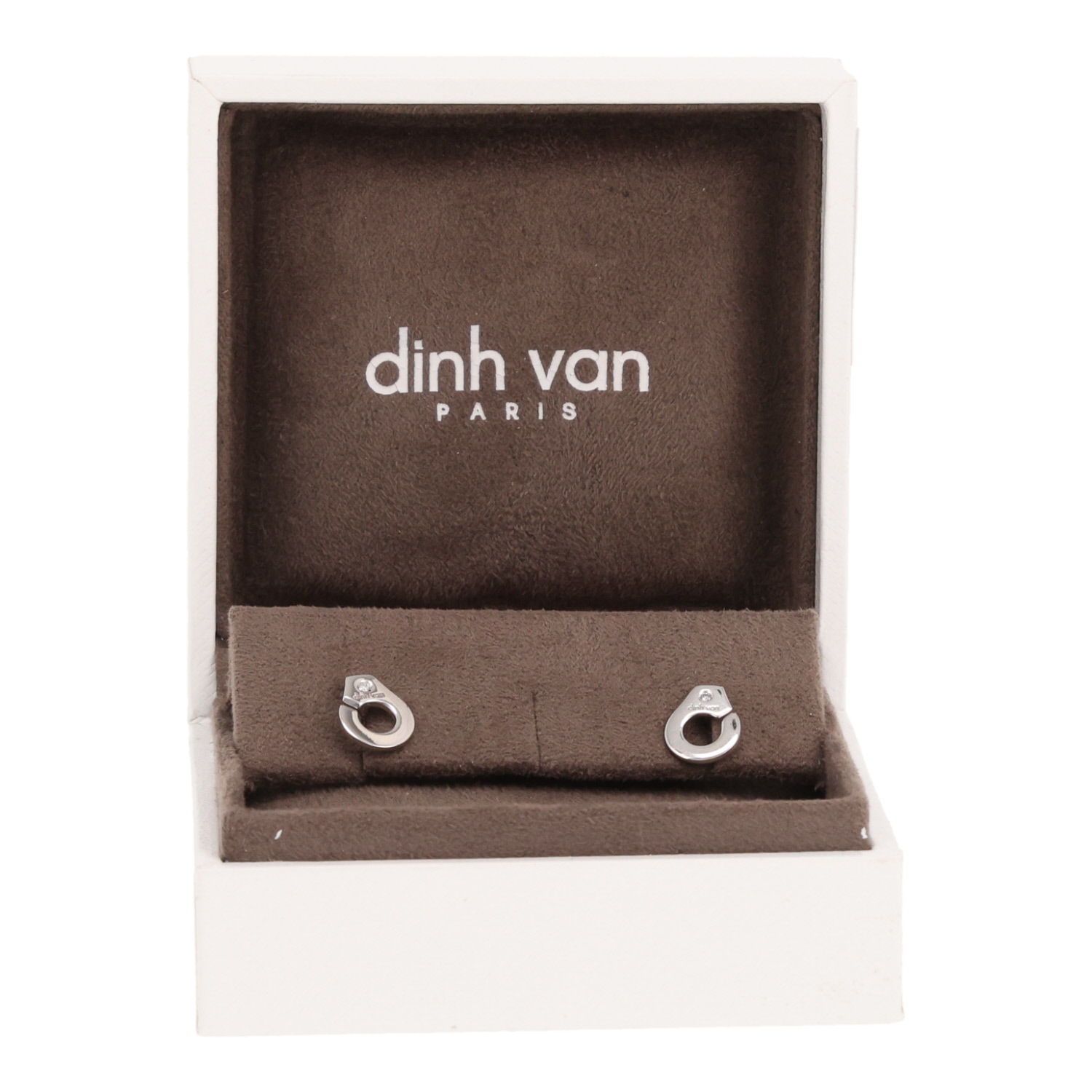 A pair of Dinh Van R8 Handcuff earrings in white gold and diamonds - Detail D2