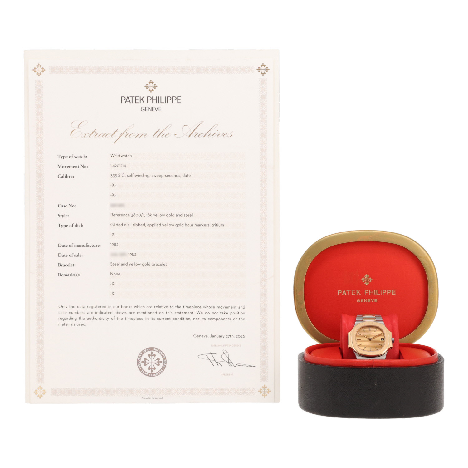 Orologio Patek Philippe Nautilus in oro e acciaio, rif.: Patek Philippe - 3800, intorno al 1982
