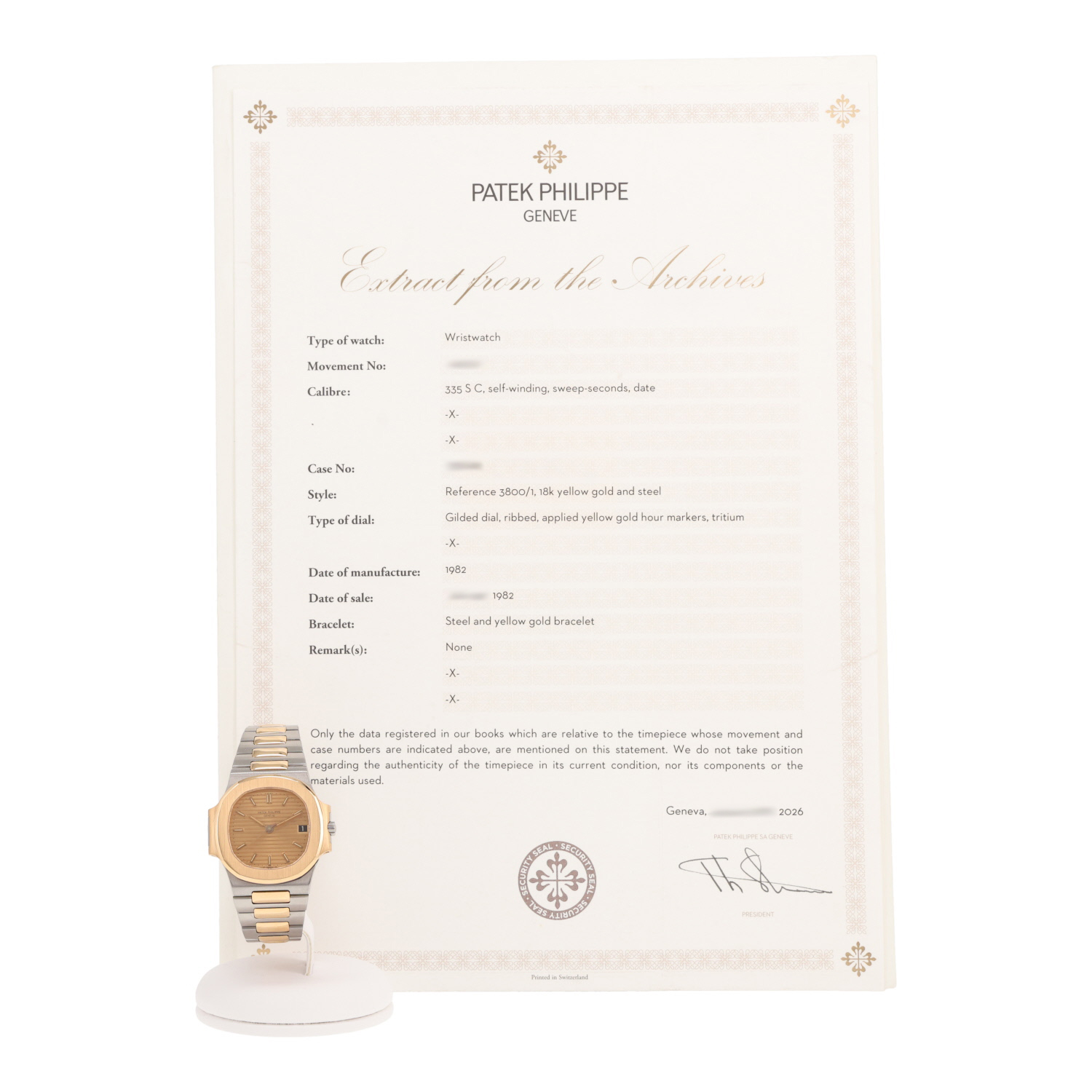 Patek Philippe Nautilus watch in gold and steel, Ref: Patek Philippe - 3800, circa 1982