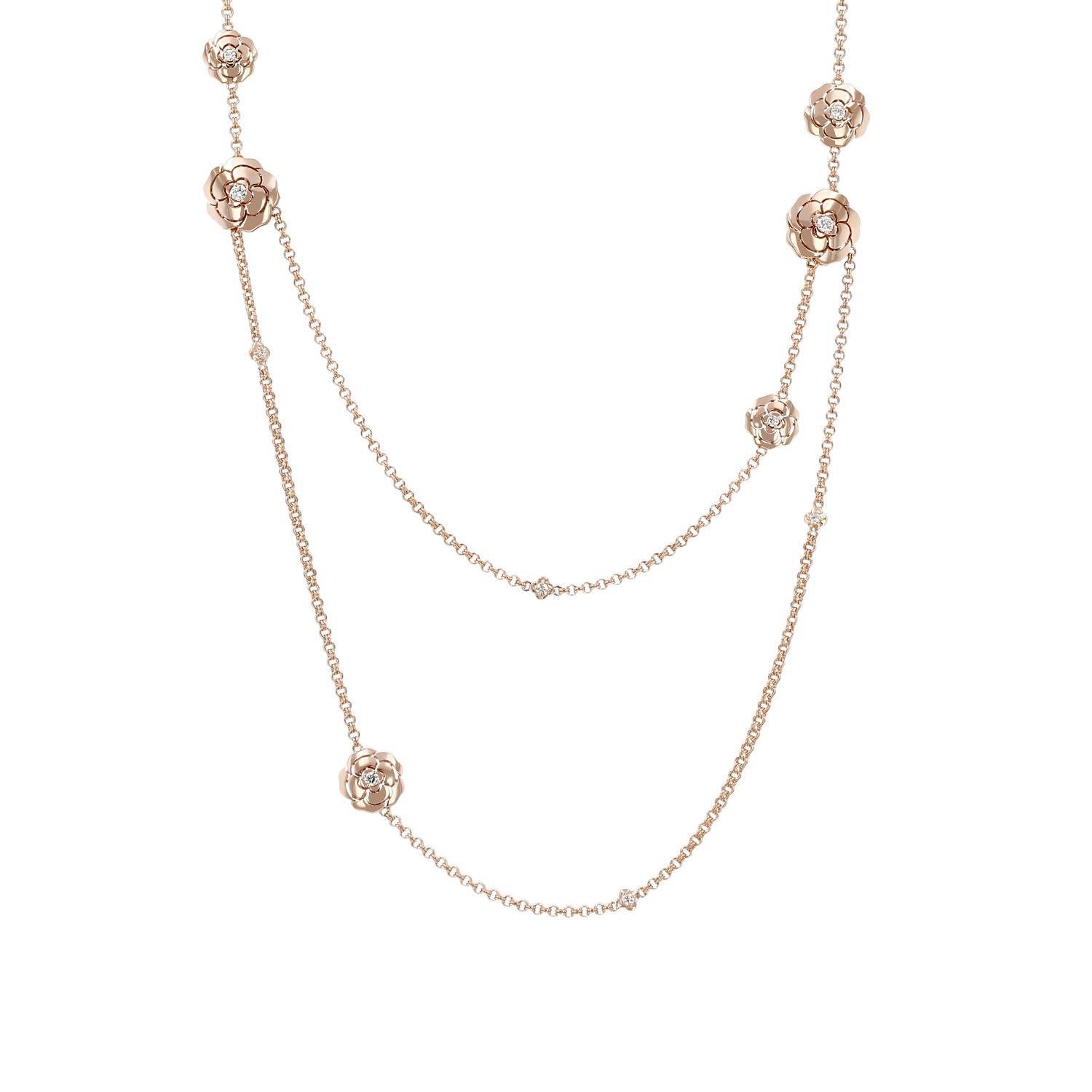 Sautoir à transformation Chanel Les Infinis de Camélia en or rose et