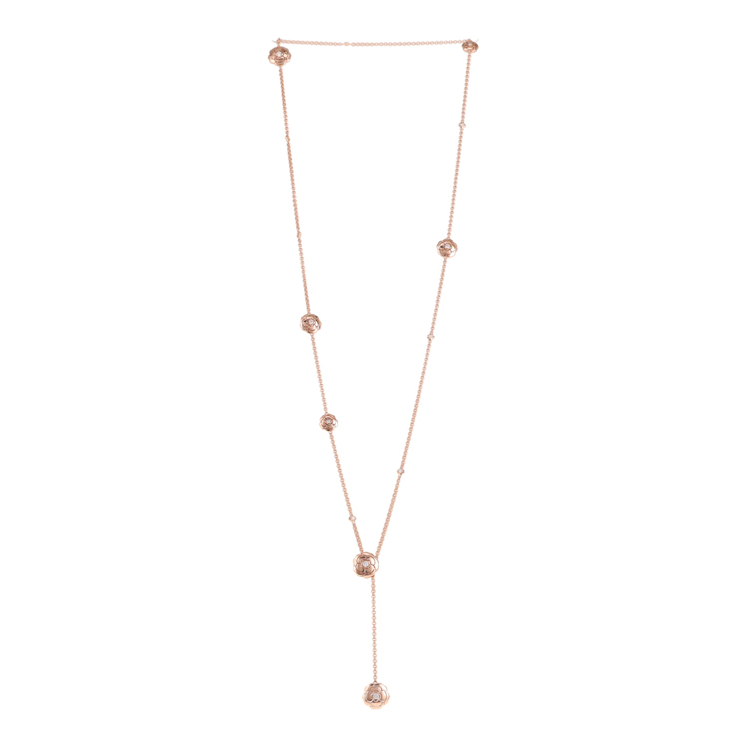 Sautoir à transformation Chanel Les Infinis de Camélia en or rose et diamants - Detail D1
