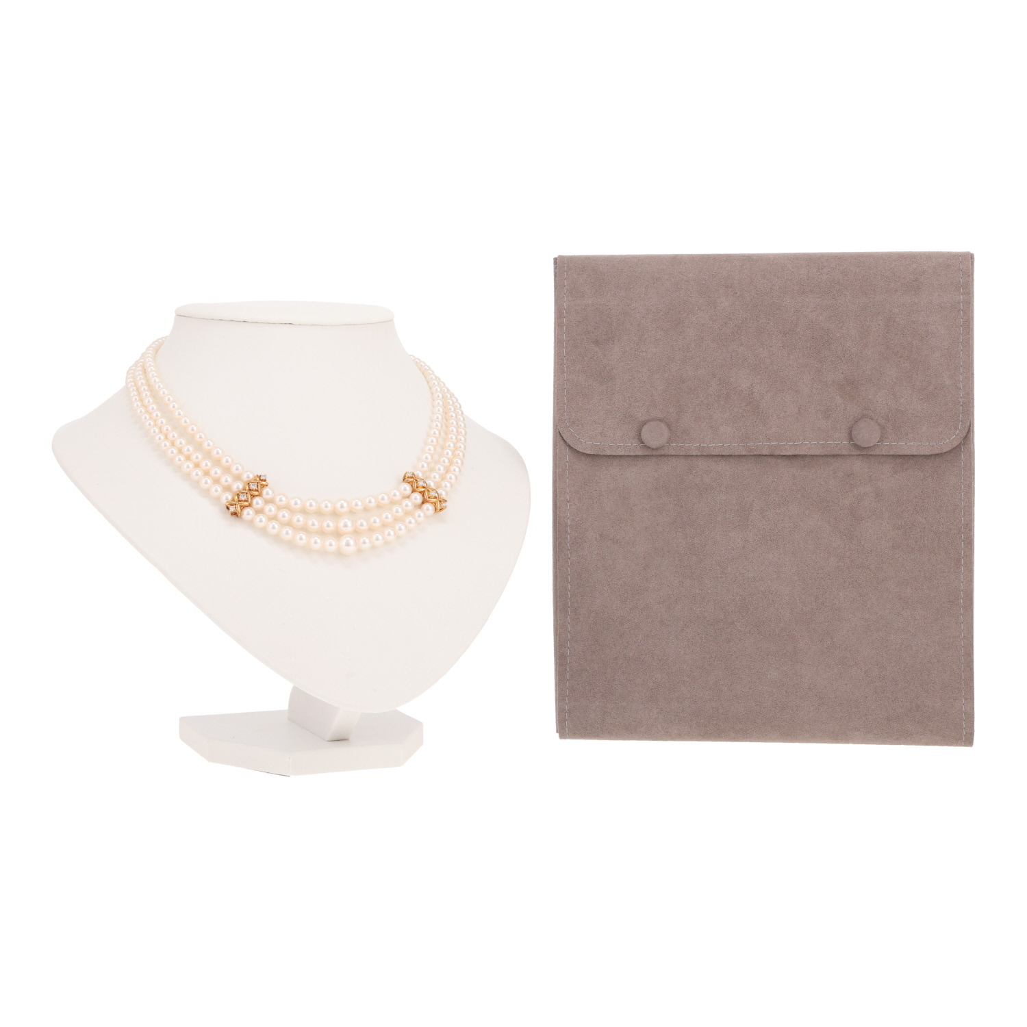 Collana Mikimoto in oro giallo, perle coltivate e diamanti - Detail D2