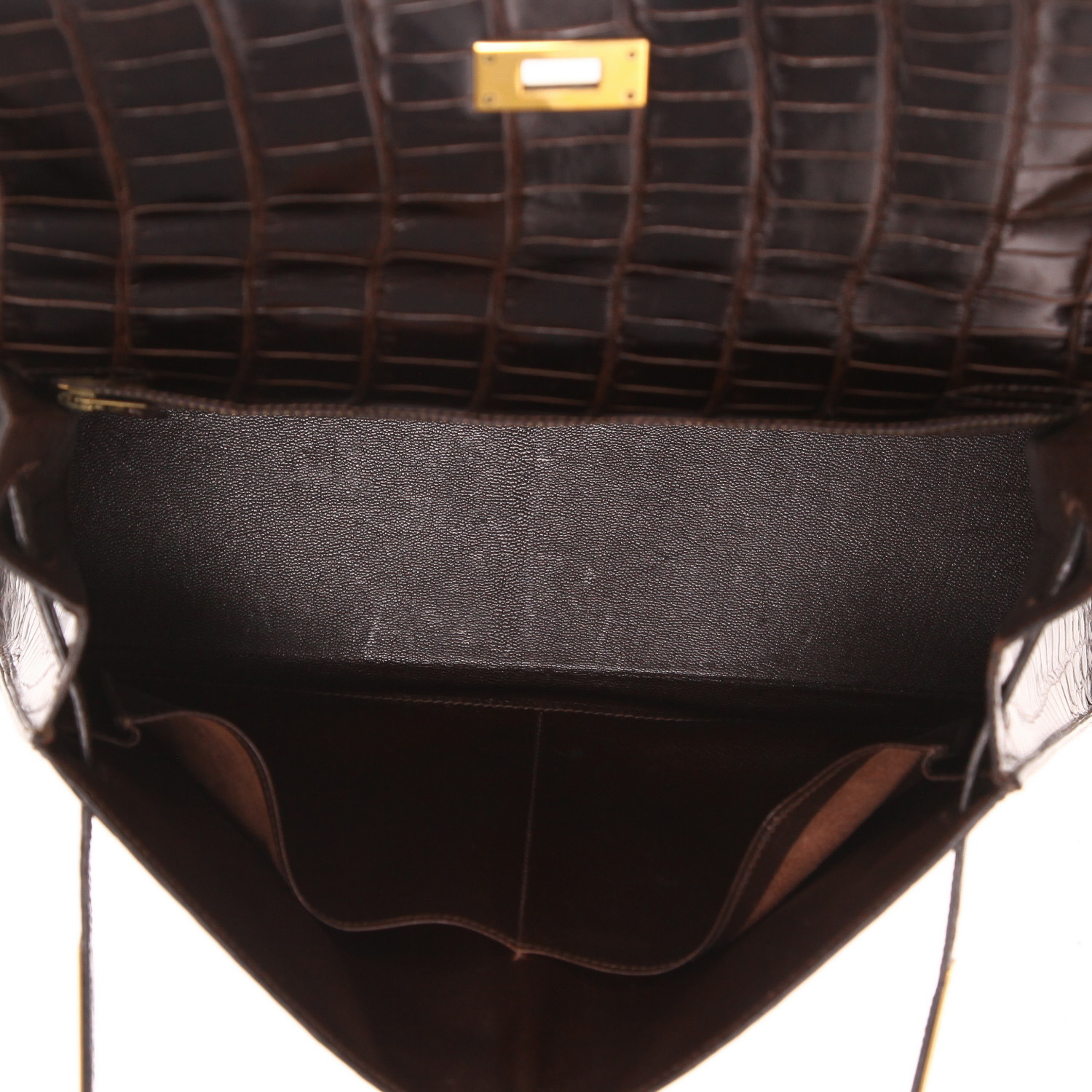 Borsa Hermès Kelly da 32 cm in coccodrillo marrone - Detail D3