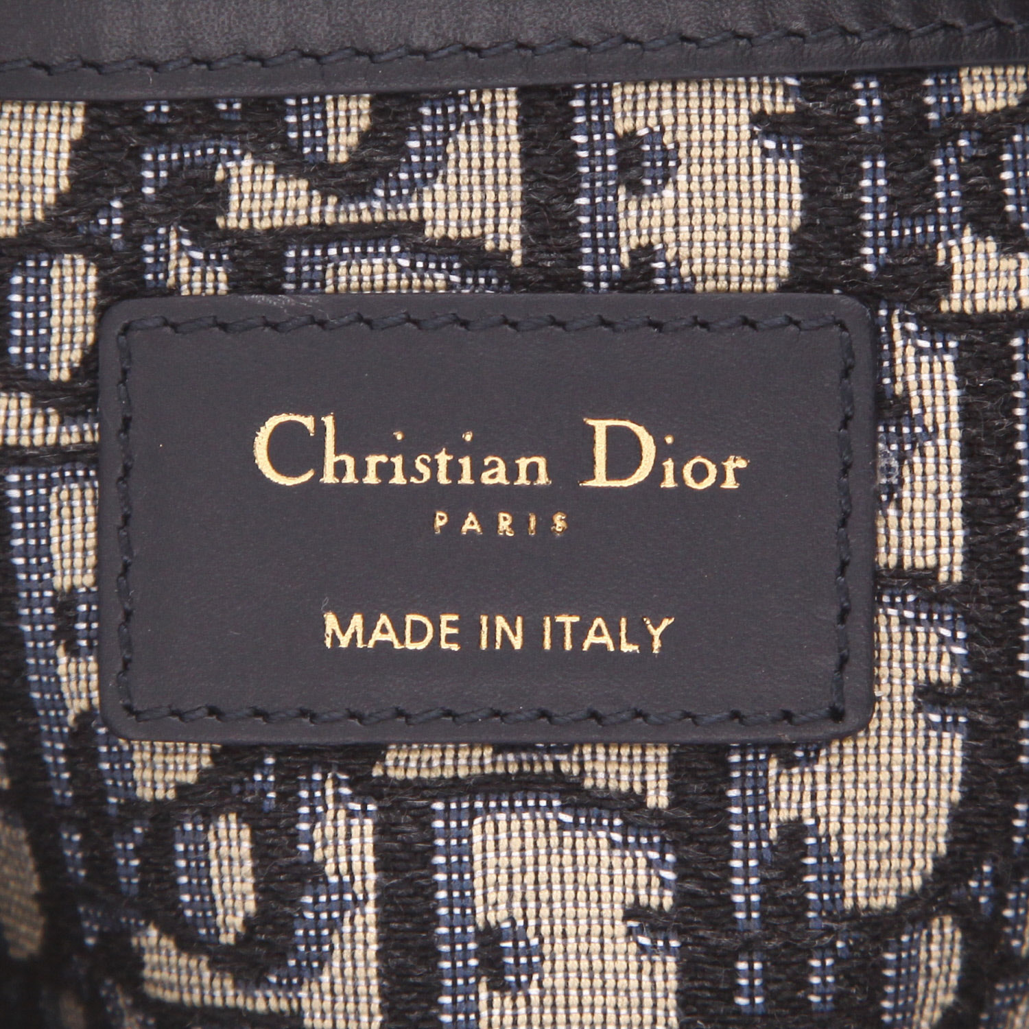 Sac bandoulière Dior  Bucket en osier beige et toile et cuir bleu-marine - Detail D2