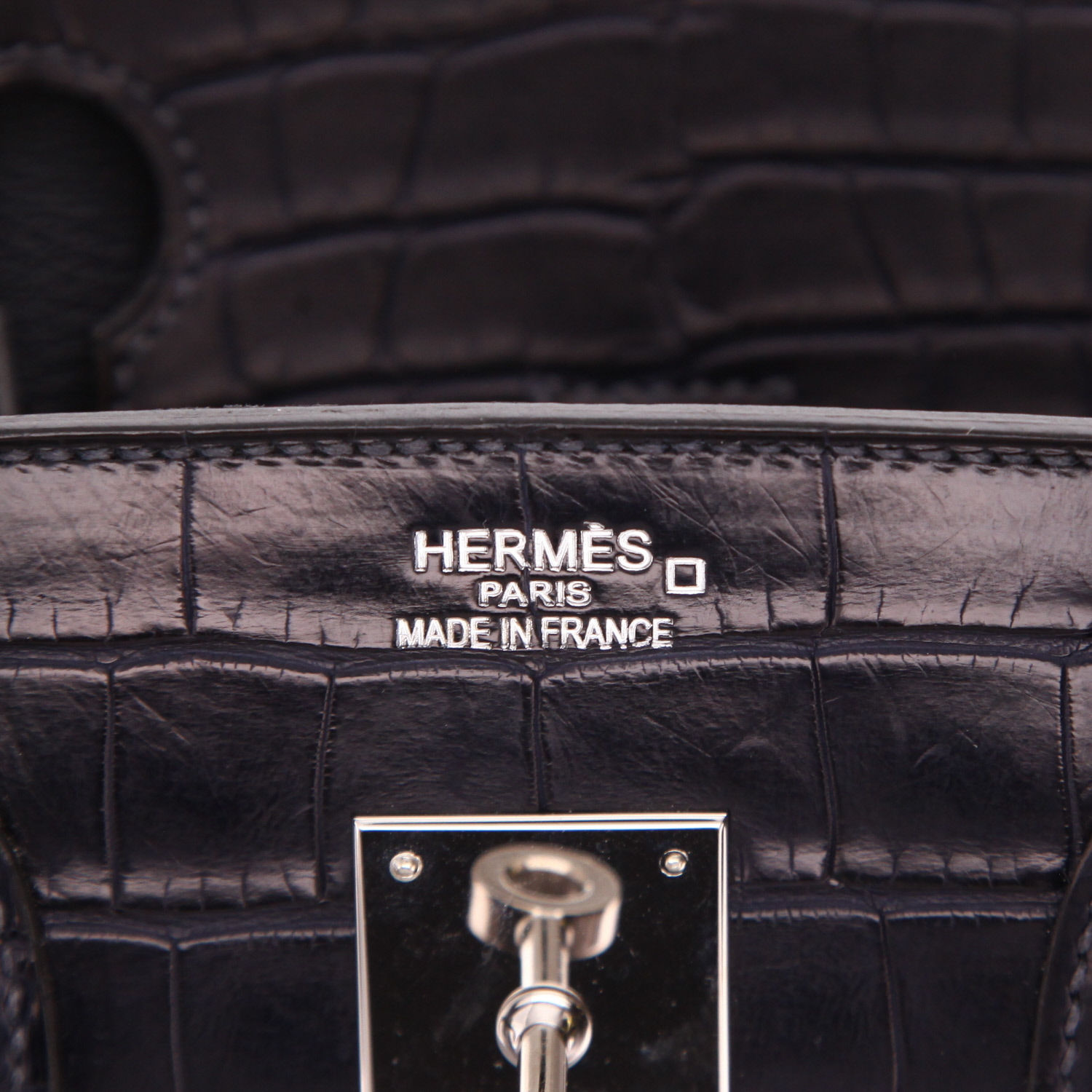 Bolso Hermès Birkin de 35 cm de piel de cocodrilo Bleu Indigo - Detail D2