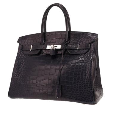 Sac à main Hermès  Birkin 35 cm en alligator bleu indigo