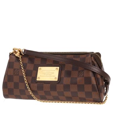 Sac bandoulière Louis Vuitton  Eva en toile damier ébène et cuir marron