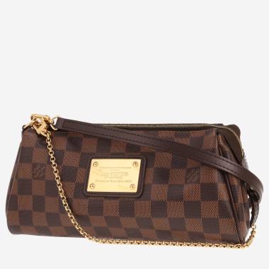 Louis Vuitton Eva shoulder bag in Ebène Damier canvas and brown leather