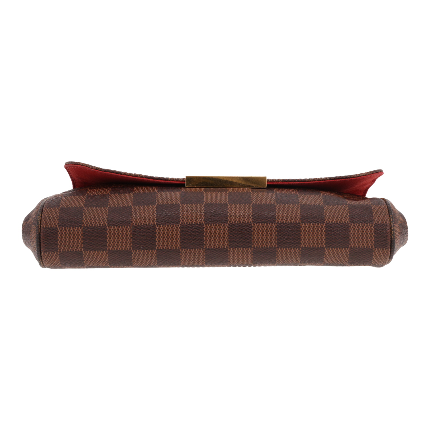 Borsa a tracolla Louis Vuitton "Favorite" in tela Damier marrone e pelle marrone - Detail D1
