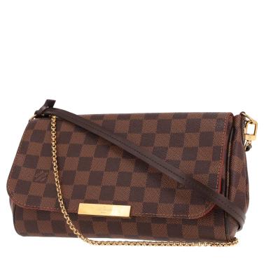 Bolso bandolera Louis Vuitton «Favorite» de lona Damier marrón y piel marrón