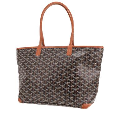 Bolso de mano Goyard «Artois» de lona Goyardine negra y piel marrón
