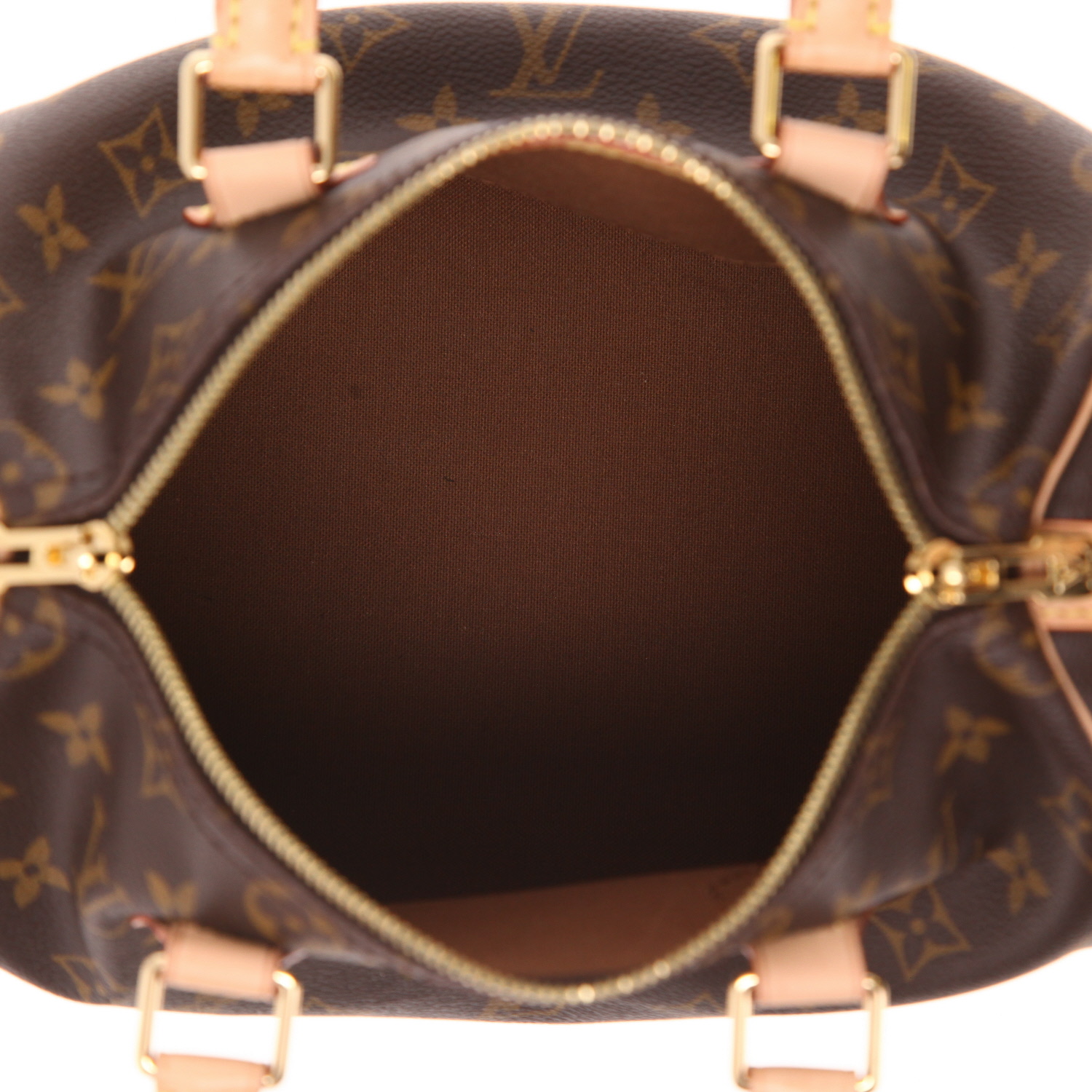 Sac à main Louis Vuitton  Speedy 25 en toile monogram marron et cuir naturel - Detail D3