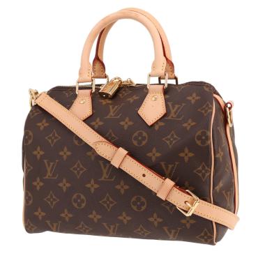 Borsa Louis Vuitton Speedy 25 in tela Monogram marrone e pelle naturale