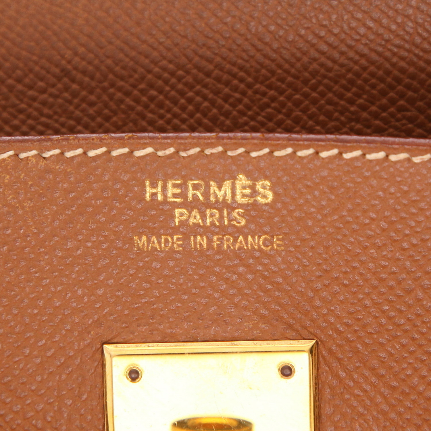 Bolso Hermès Birkin de 40 cm en piel Courchevel Gold - Detail D2