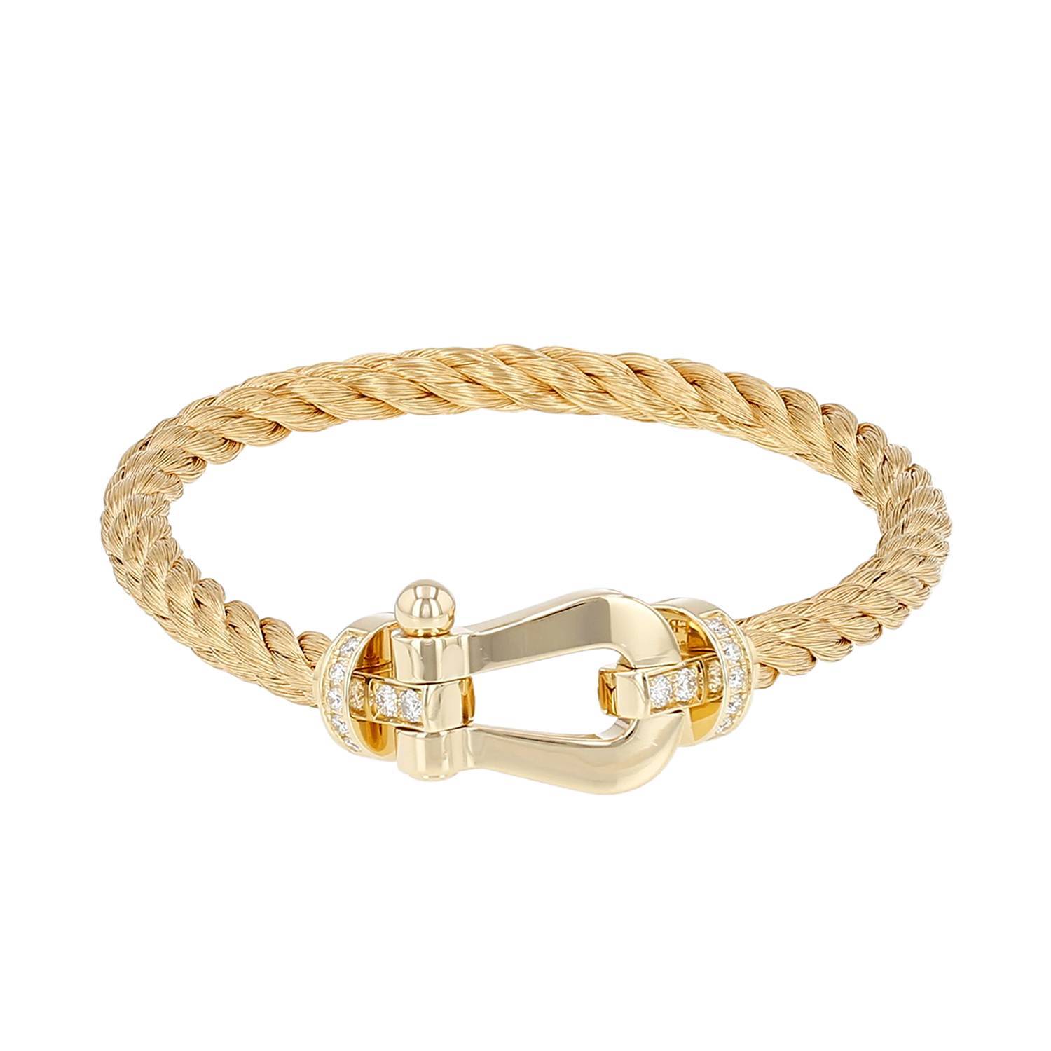 Bracelet Fred Force 10 grand modèle en or jaune et diamants