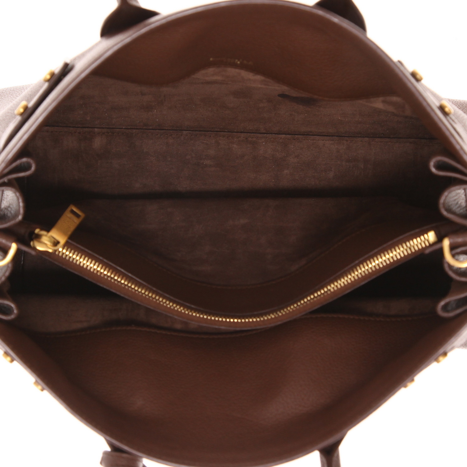 Sac à main Saint Laurent  Sac de jour en cuir marron - Detail D4