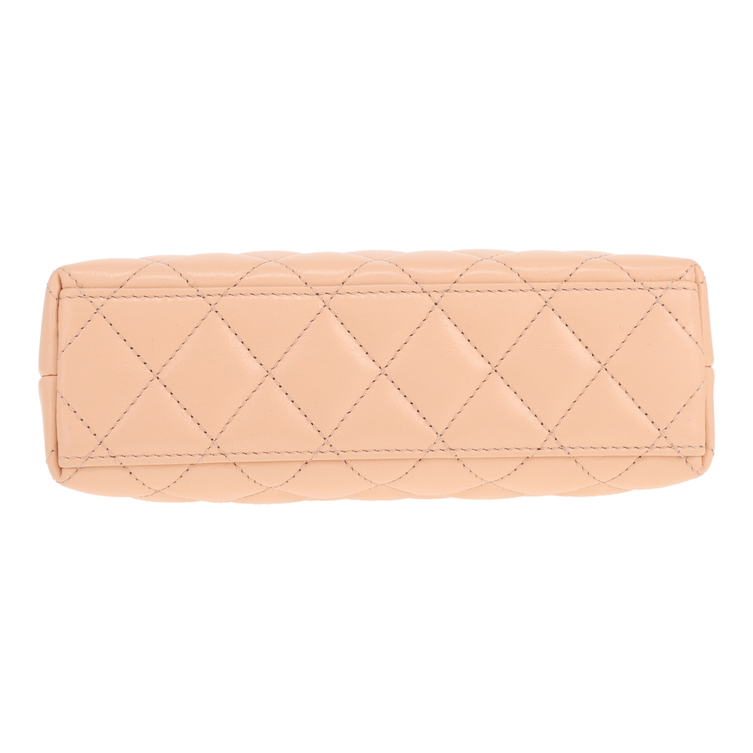 Chanel  Mini Shopping handbag  in beige leather - Detail D1