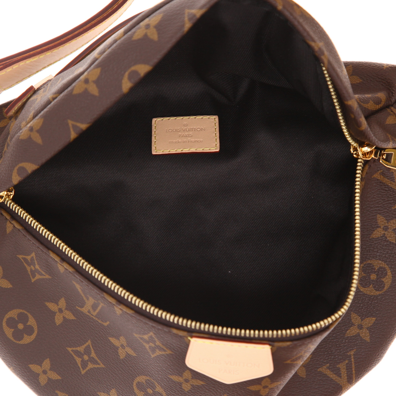 Marsupio Louis Vuitton in tela Monogram marrone e pelle naturale - Detail D3