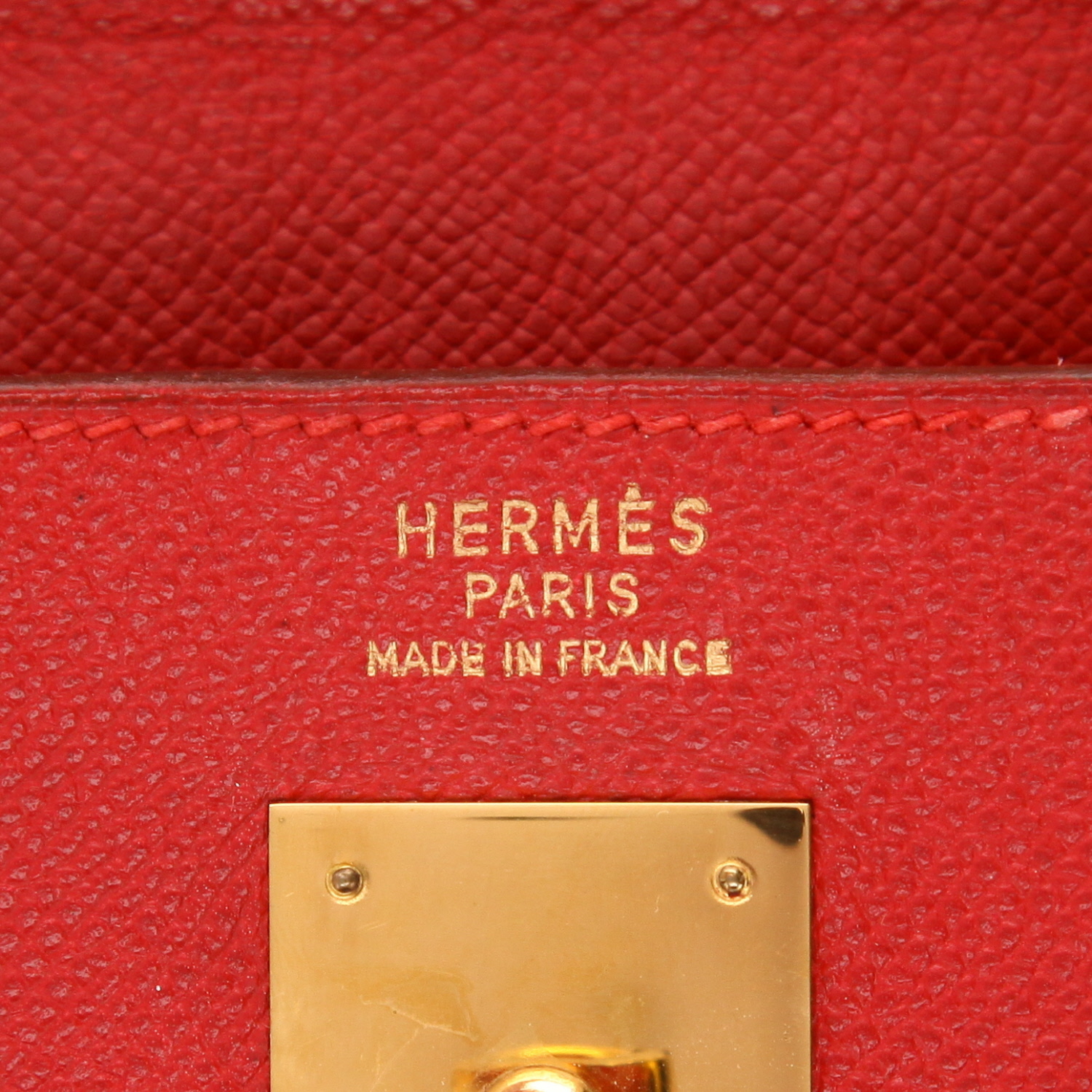 Bolso Hermès Kelly de 35 cm en piel Courchevel roja - Detail D2