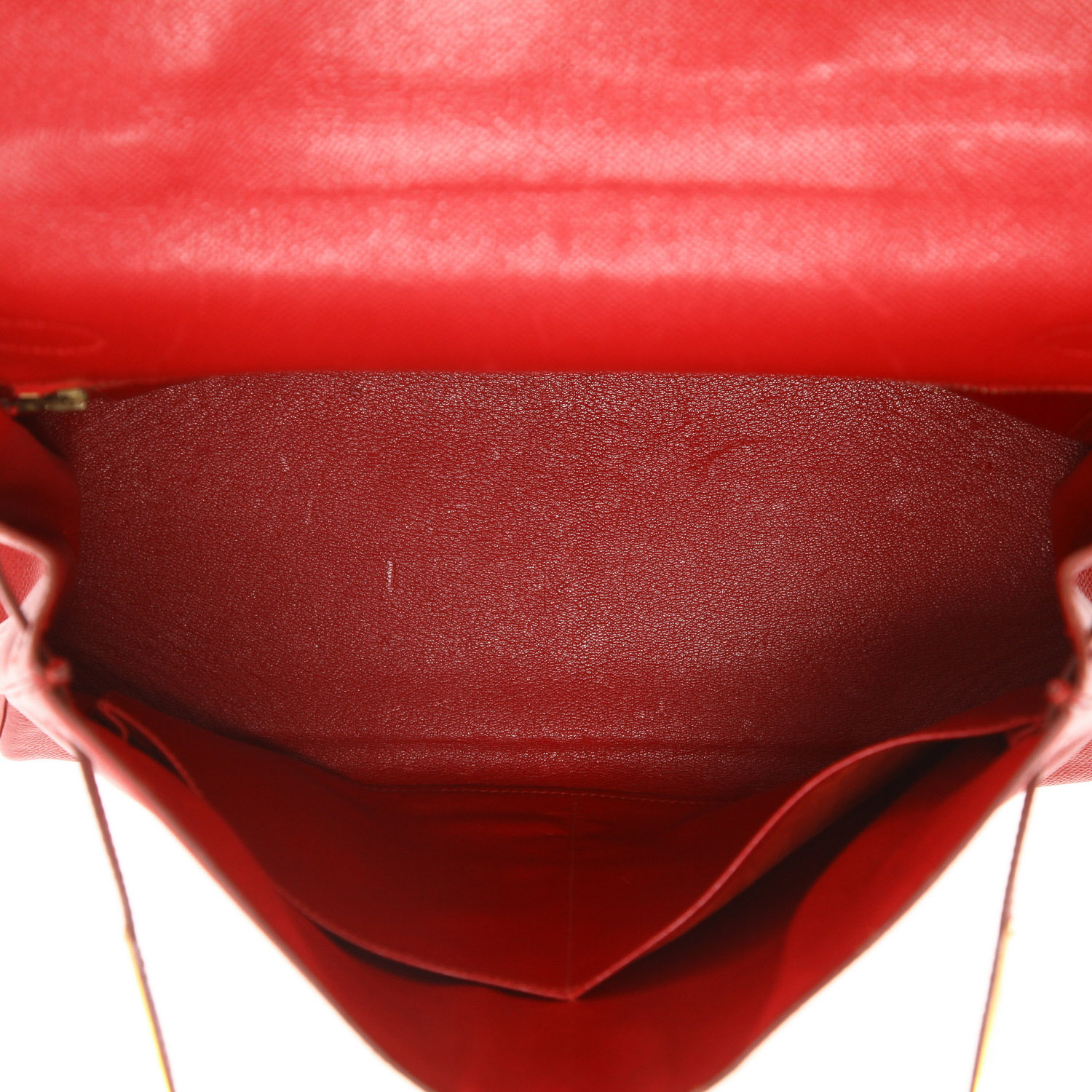 Hermès Kelly 35 cm handbag in red Courchevel leather - Detail D3