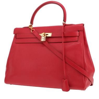 Sac à main Hermès  Kelly 35 cm en cuir Courchevel rouge