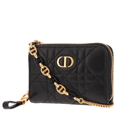 Borsa a tracolla Dior Caro mini in pelle cannage nera