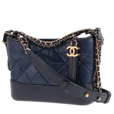 Bolso bandolera Chanel «Gabrielle», modelo pequeño, de piel acolchada Bleu Marine