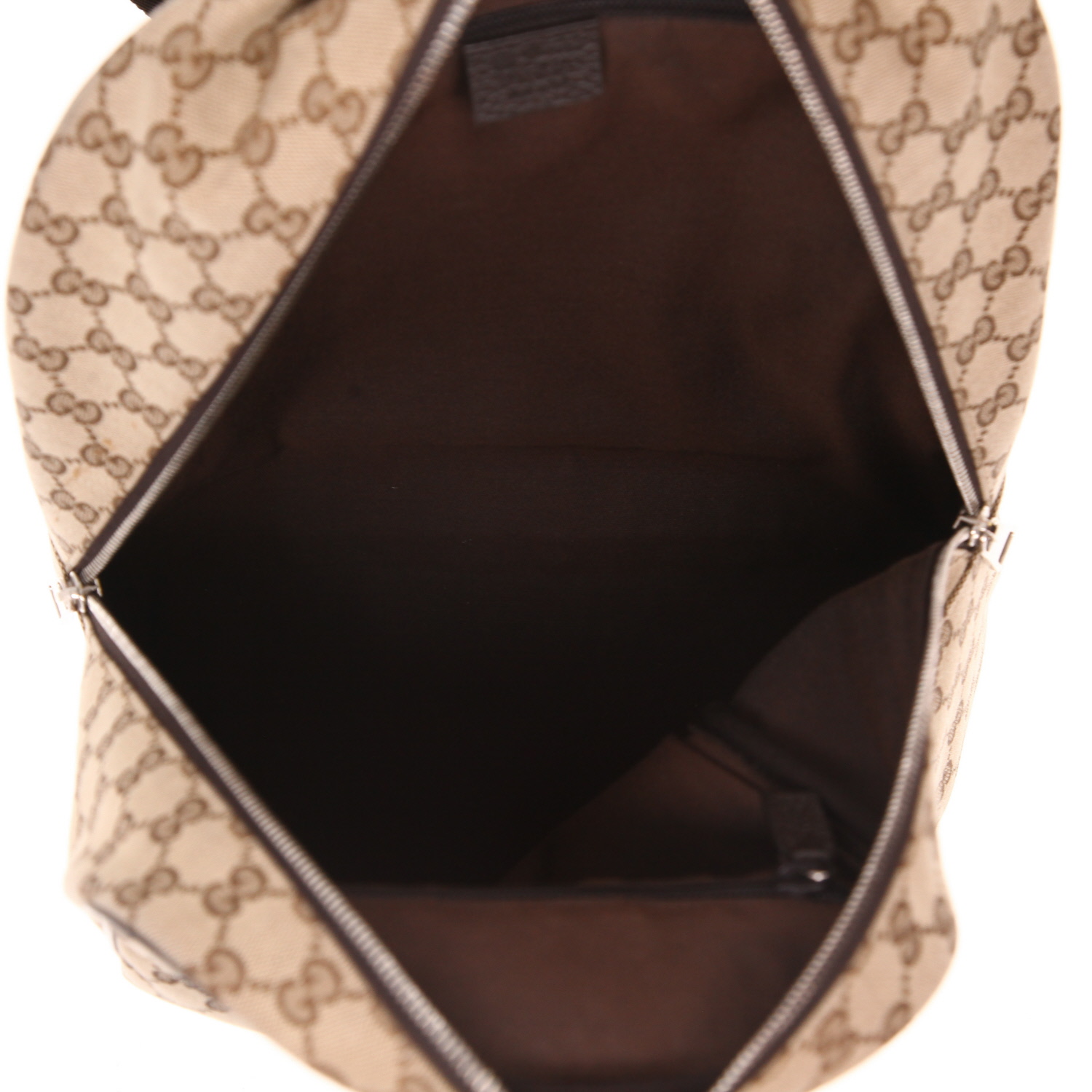 Gucci rucksack   in GG Supremé canvas and brown leather - Detail D3
