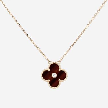 Collier Van Cleef & Arpels Holiday Alhambra 2017 en or rose, quartz oeil de taureau et diamant