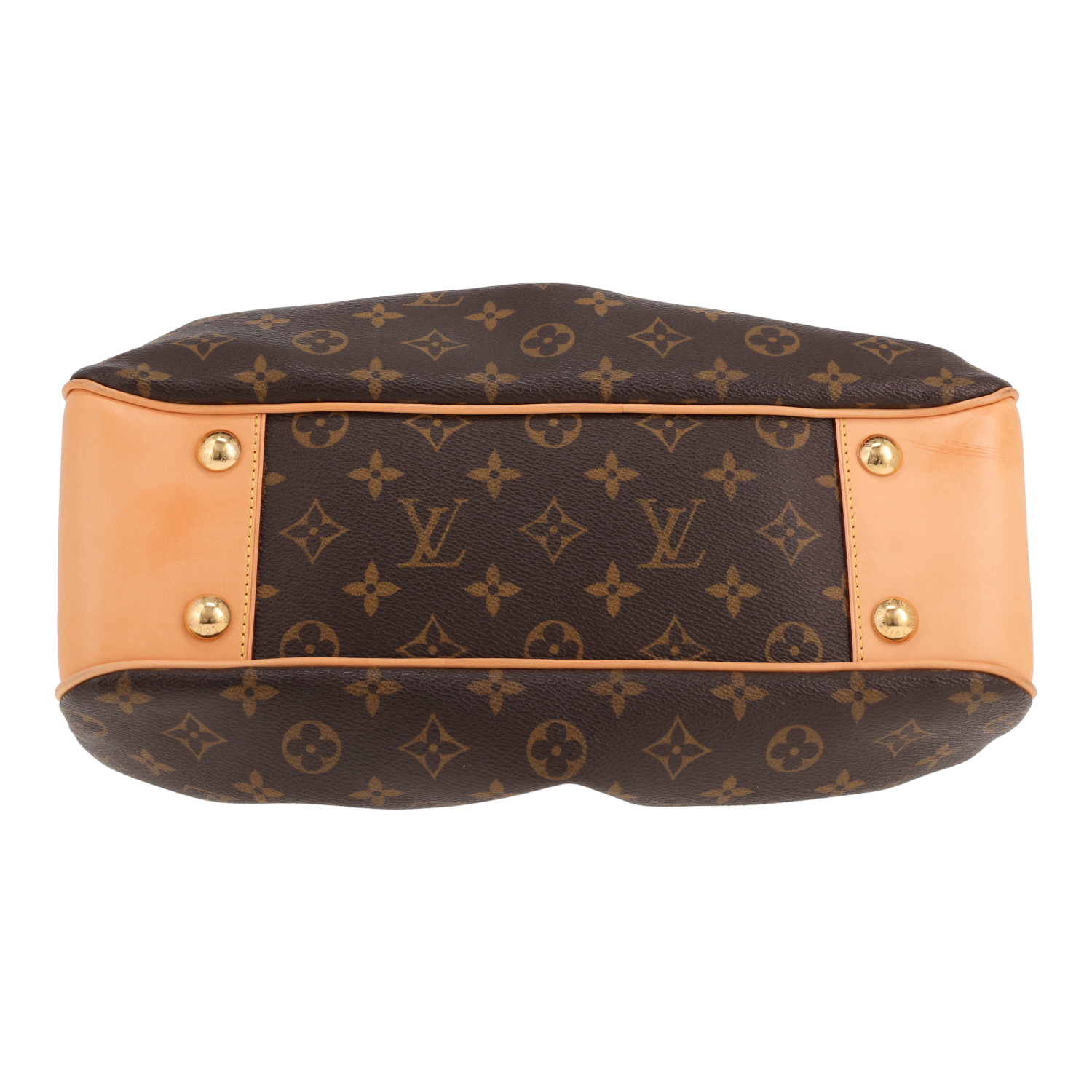 Sac à main Louis Vuitton  Boétie en toile monogram marron et cuir naturel - Detail D1