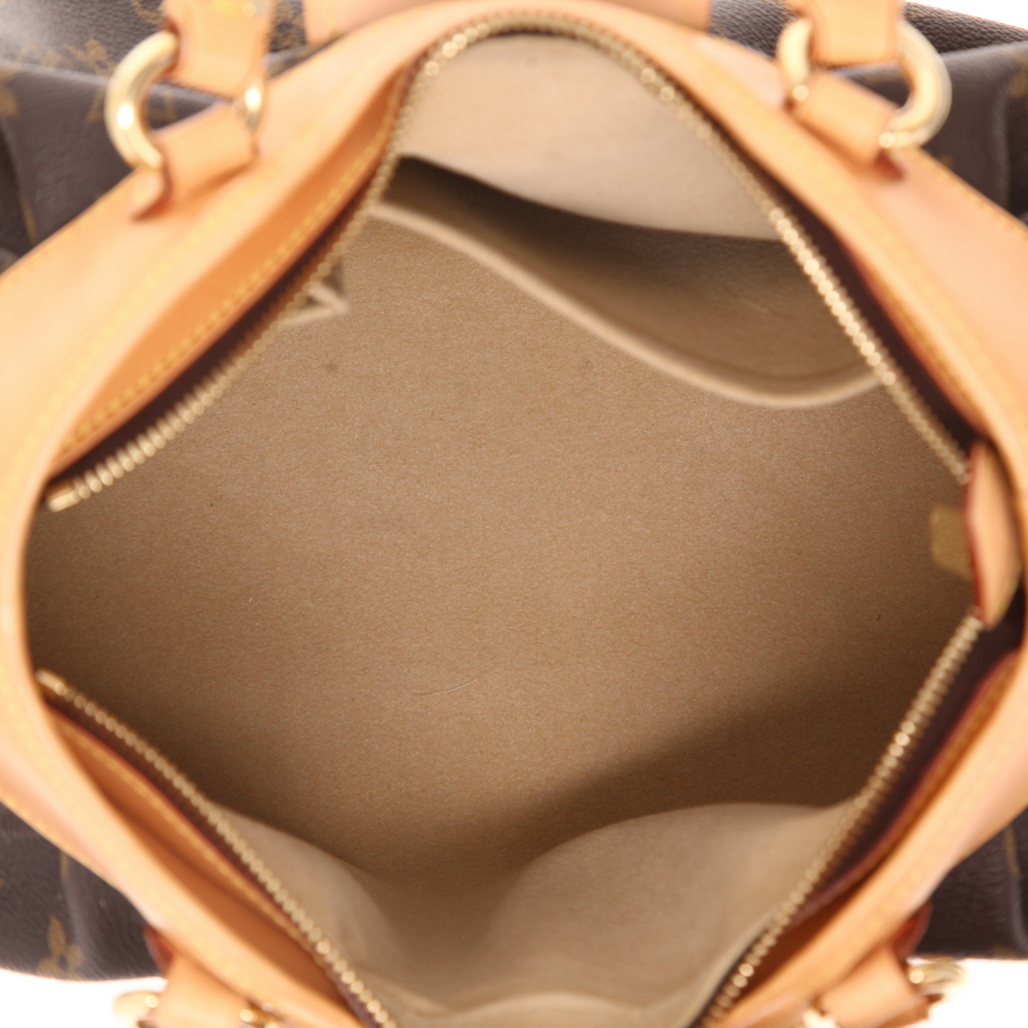 Sac à main Louis Vuitton  Boétie en toile monogram marron et cuir naturel - Detail D3