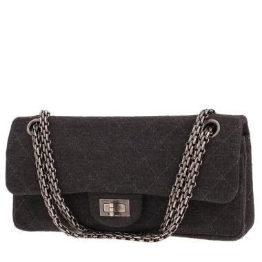 Borsa a tracolla Chanel  2.55 Baguette in tela jersey grigia
