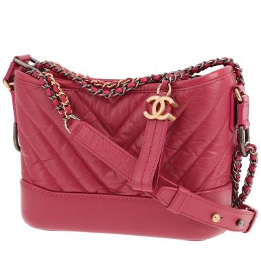 Chanel Gabrielle small crossbody bag in pink herringbone-quilted leather