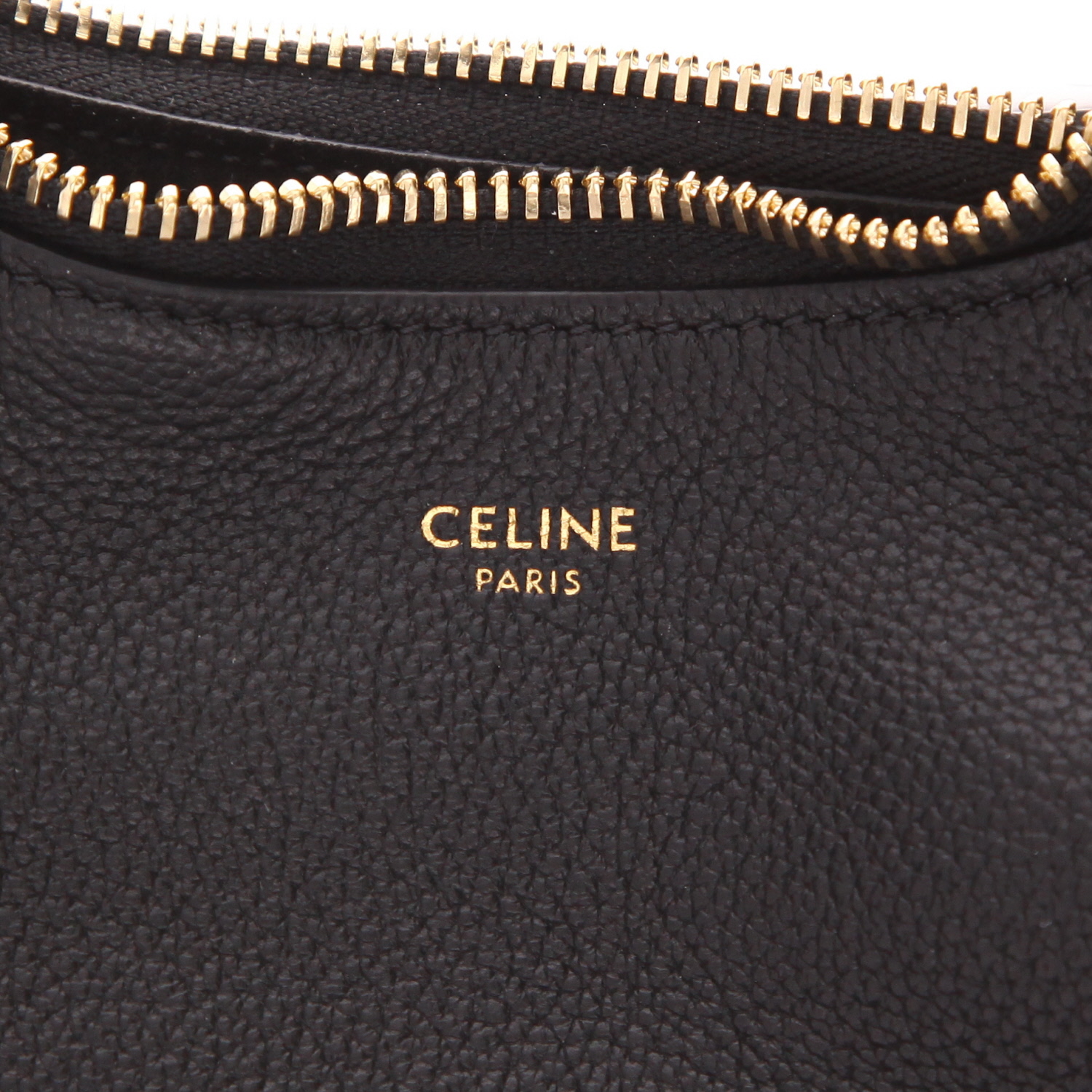 Borsa a tracolla Celine Lulu Teen in pelle martellata nera - Detail D2