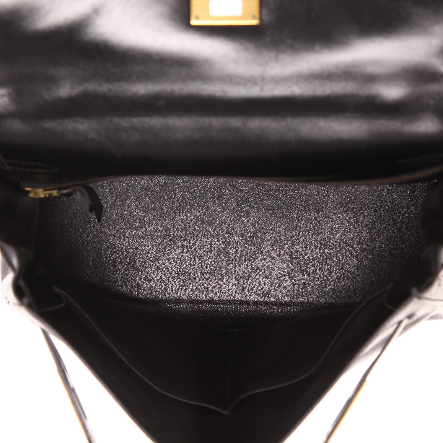 Hermès Kelly 32 cm handbag in Noir box leather - Detail D3