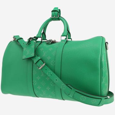 Sac de voyage Louis Vuitton  Keepall 45 en cuir Taïgarama vert