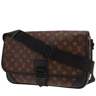 Bolso bandolera Louis Vuitton «Messenger Archy», modelo grande, de lona Monogram Macassar marrón y cuero Noir