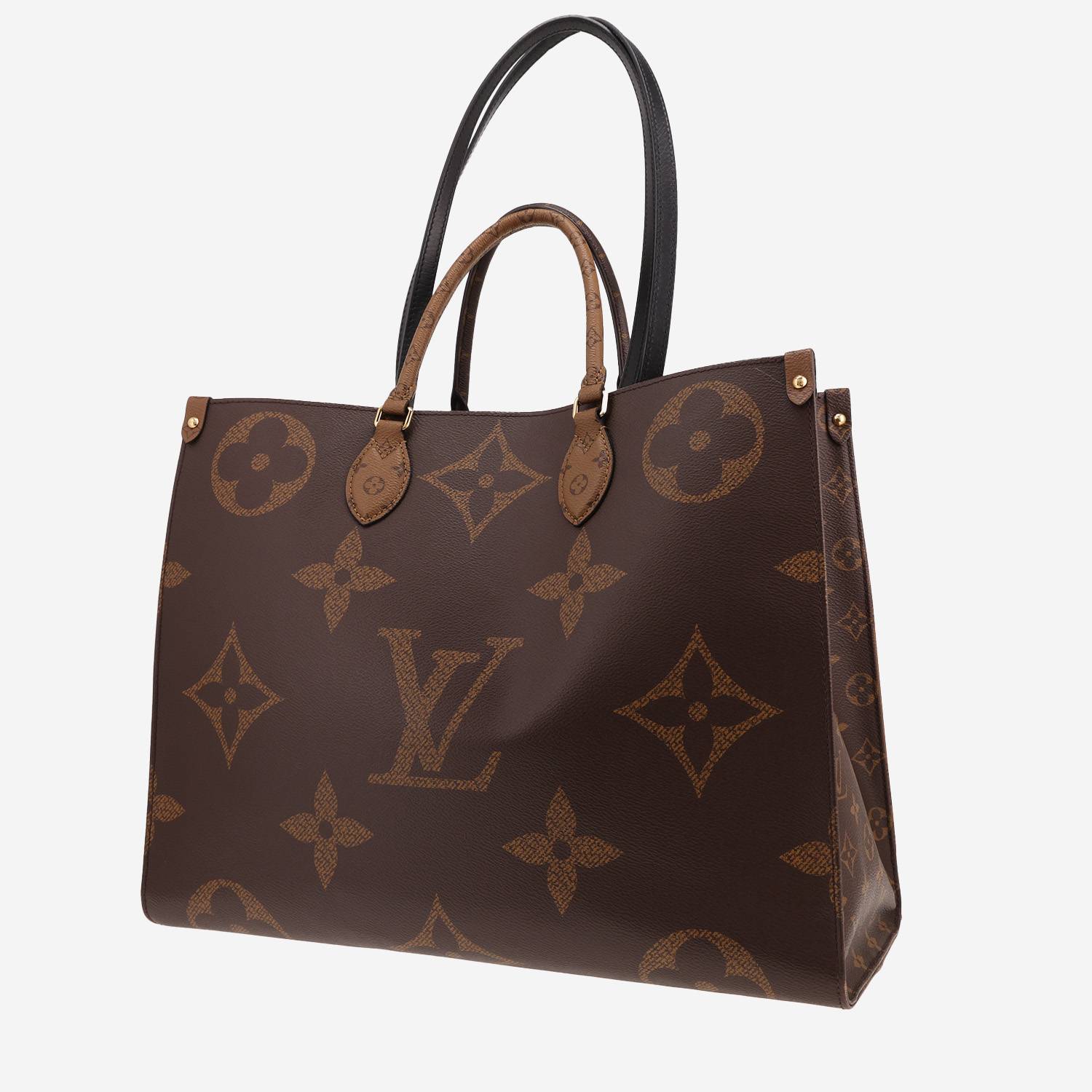 Borsa shopping Louis Vuitton Onthego, modello grande, in tela Monogram bicolore marrone