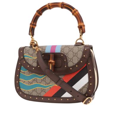 Sac à main Gucci  Bamboo en toile sûpreme GG marron et cuir marron