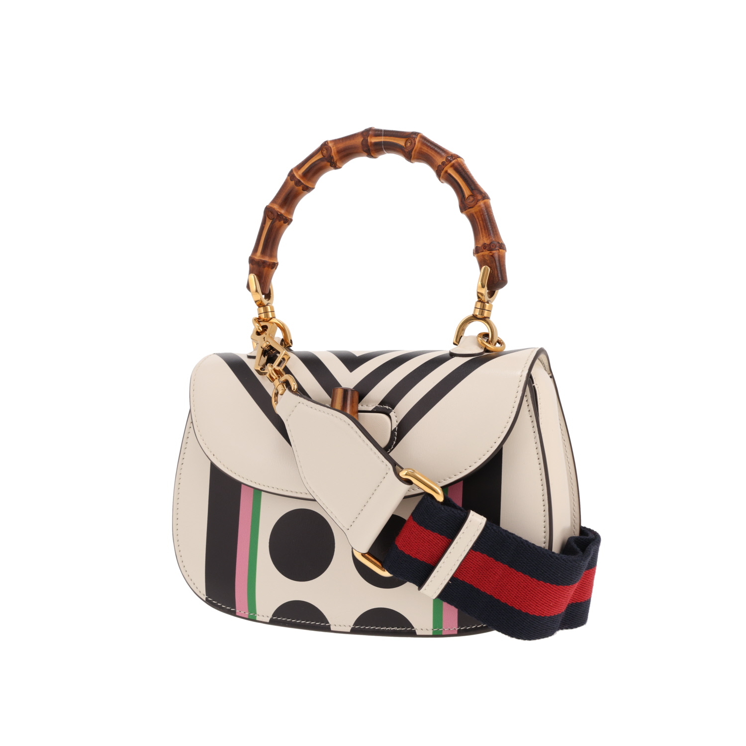 Sac à main Gucci  Bamboo en cuir blanc et bambou - Detail D4