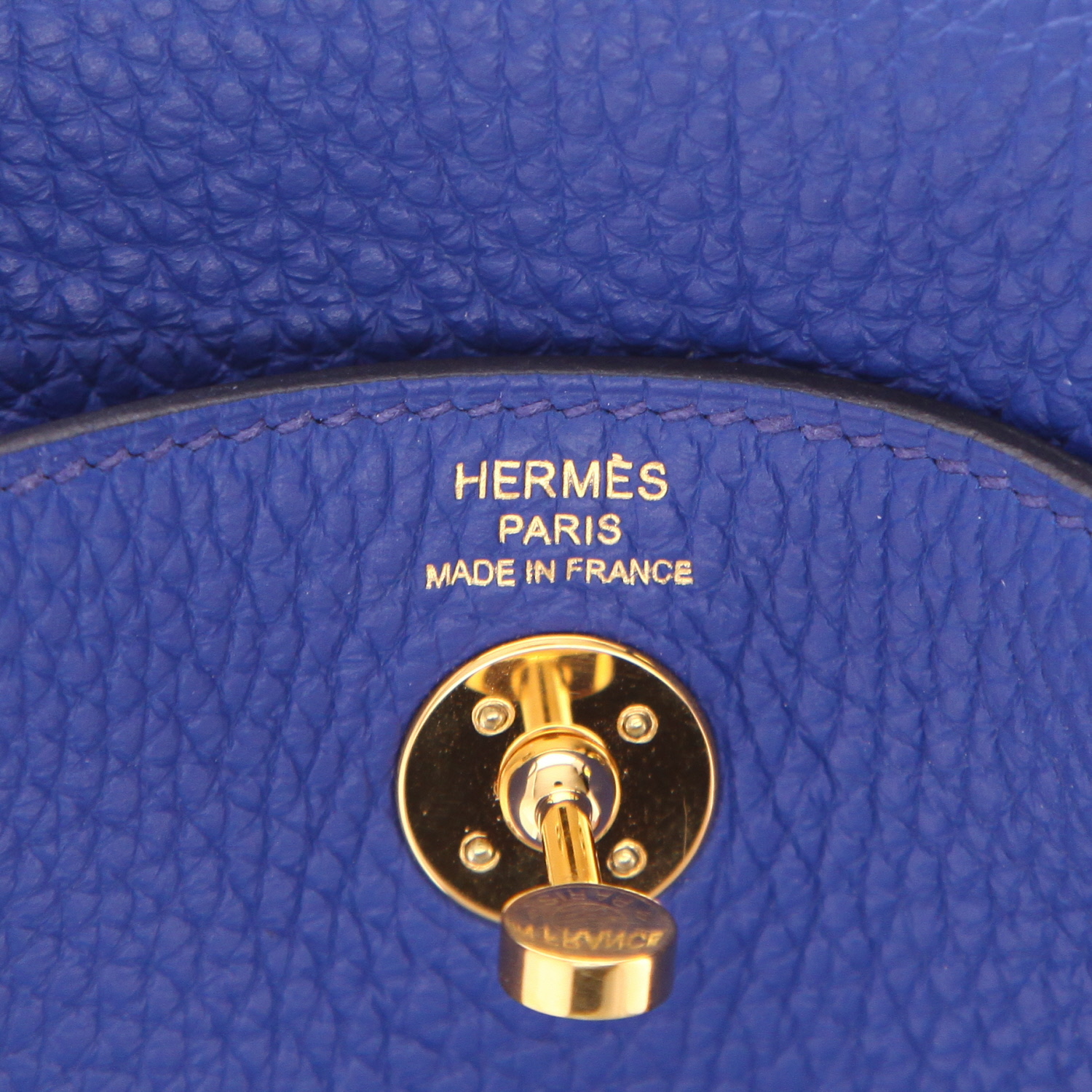 Borsa Hermès  Lindy mini  in pelle togo blu Royal - Detail D2