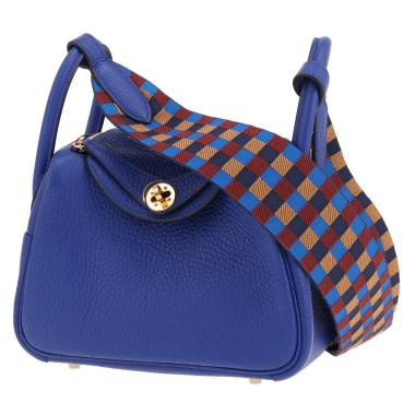 Borsa Hermès  Lindy mini  in pelle togo blu Royal