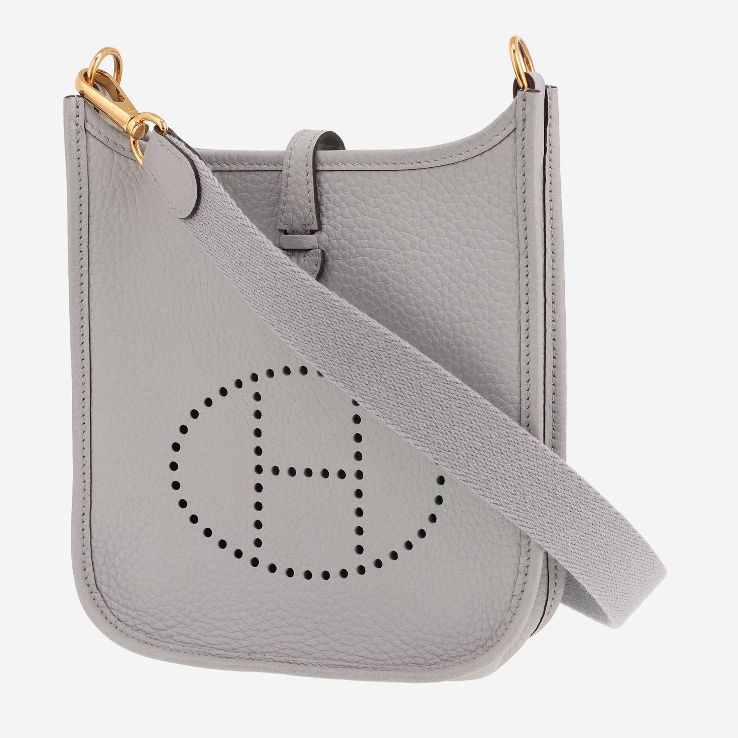 Borsa a tracolla Hermès Evelyne da 16 cm in pelle di vitello Clémence, colore Bleu Glacier