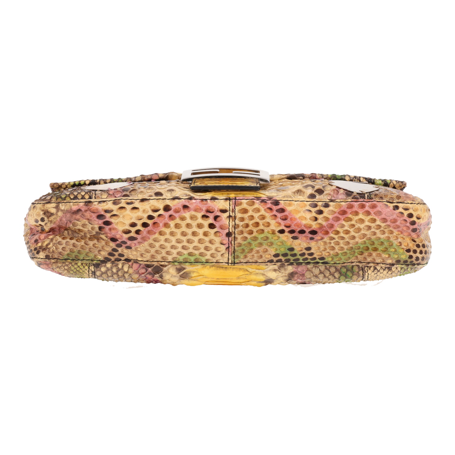 Fendi Baguette shoulder bag in yellow, green and pink python skin - Detail D1