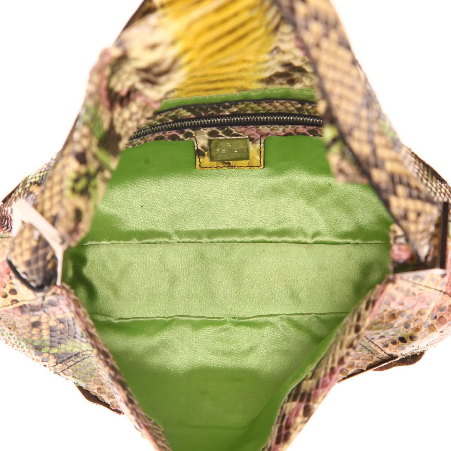 Fendi Baguette shoulder bag in yellow, green and pink python skin - Detail D3